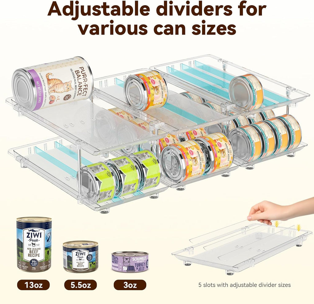 Cat Food Can Organizer, 3-Tier Adjustable Pet Food Can Holder