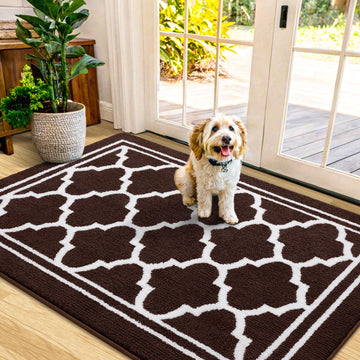 Indoor Door Mat, Dirt Resistant Doormat, 48x32, Dark Brown