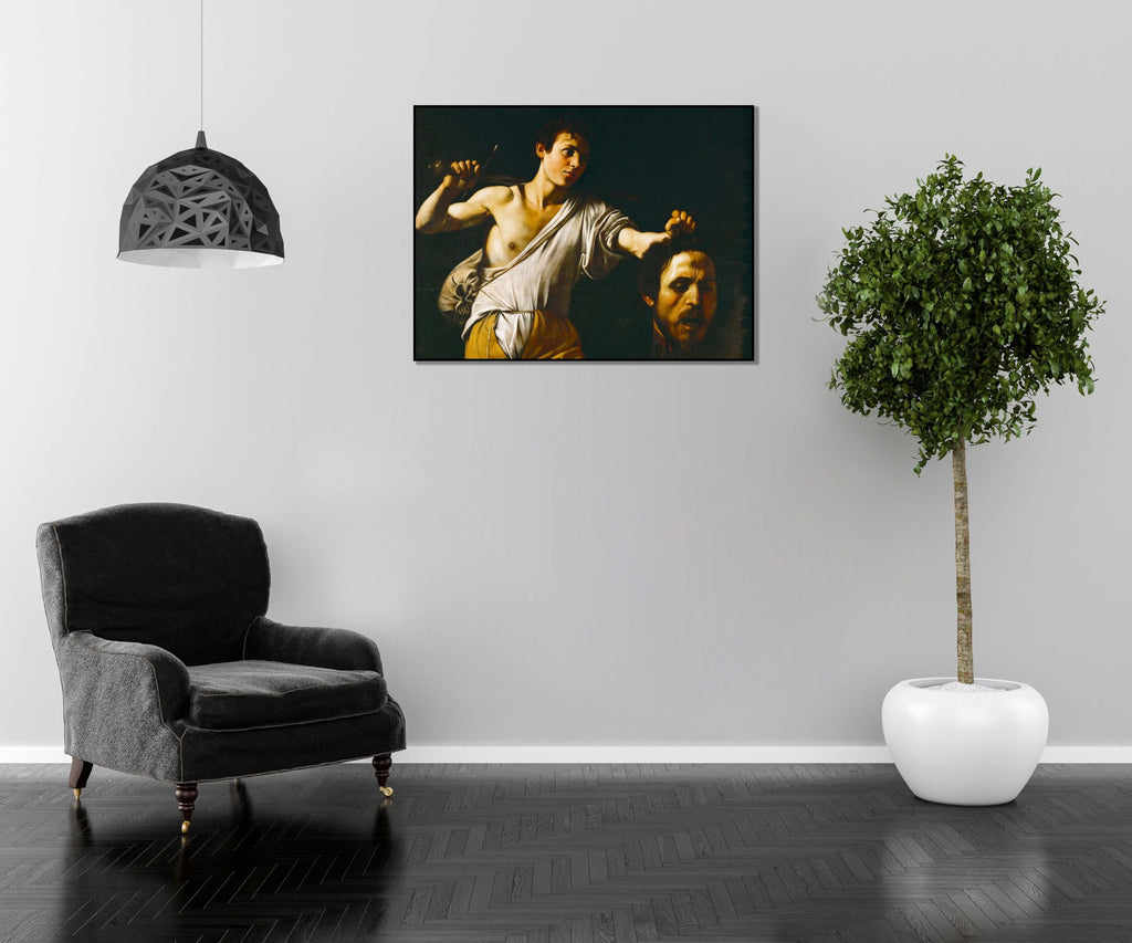 Michelangelo Merisi Da Caravaggio Canvas Wall Art David With The Head of Goliath Poster-Religious Art Wall Decor