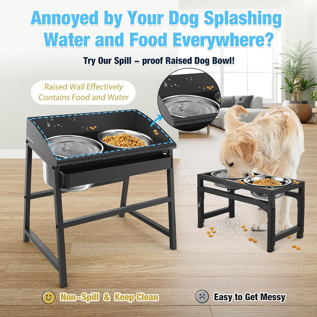 15" Tilted Elevated Dog Bowl, Large Breeds Non-Spill Design