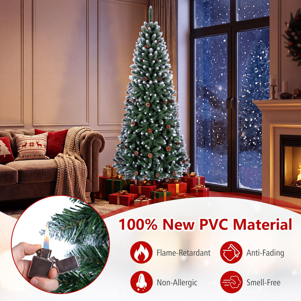7.5 FT Artificial Christmas Tree, Slim Pencil Xmas Tree