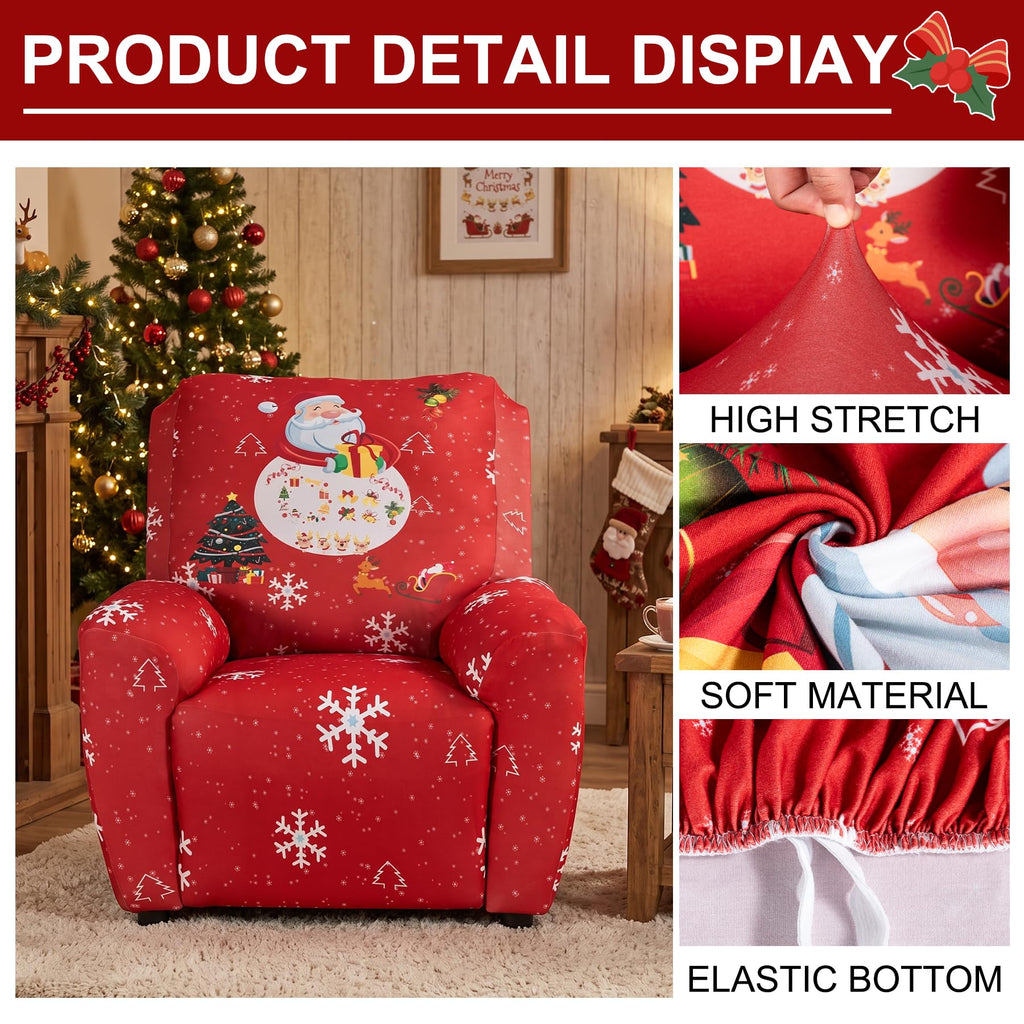 Recliner Chair Covers Non-Slip 4-Piece Recliner Slipcover with Pockets