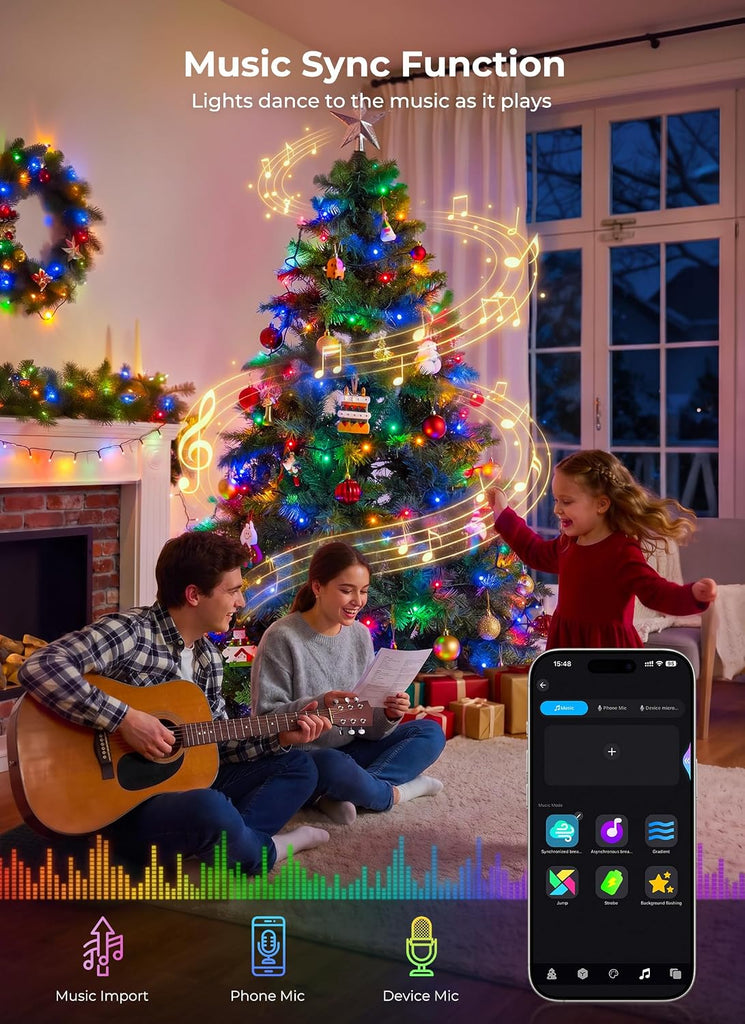 LED Smart Christmas Tree Lights, 200LED 66FT Color Changing