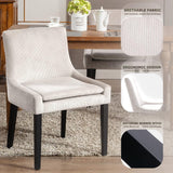 Modern Dining Chairs Set of 2, Upholstered Corduroy Accent Side Leisure Chairs with Mid Back and Wood Legs for