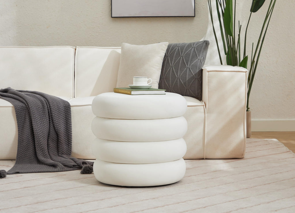 19.5" Storage Ottoman Round, Vanity Stools Ottoman for Console Table, Ottoman Stool for Girls Women, Foot Stool