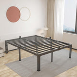 14 inch Metal Queen Bed Frame with Rounded Corner and Headboard Hole Mattress Retainers 3500LBS Heavy Duty Steel Slats