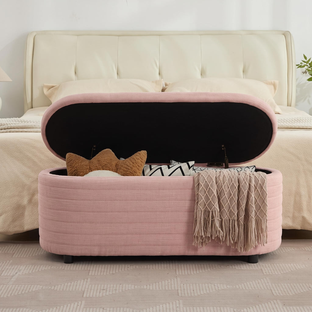 45.5" Modern Storage Ottoman Bench, Pink