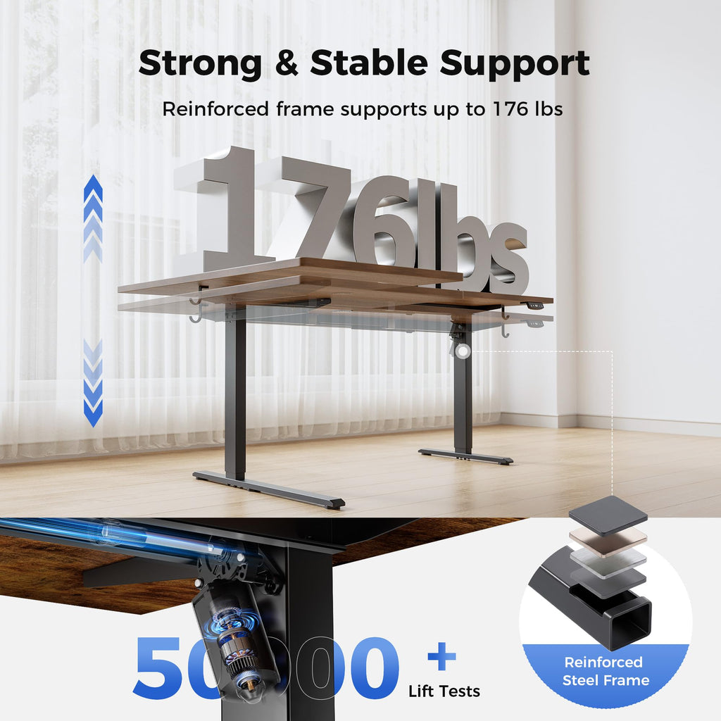 63 * 35 Inch Reversible L Shaped Electric Standing Desk, Walnut