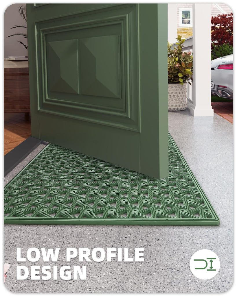 Door Mat Outside Entrance with Drainage, 24"X36" Green
