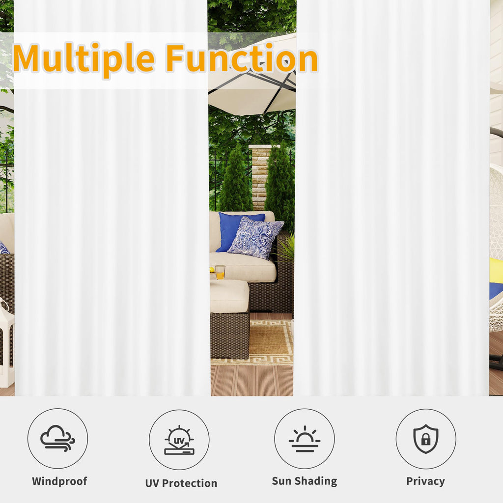 Outdoor Patio Curtains 2 Panels, 54x84 inch, White