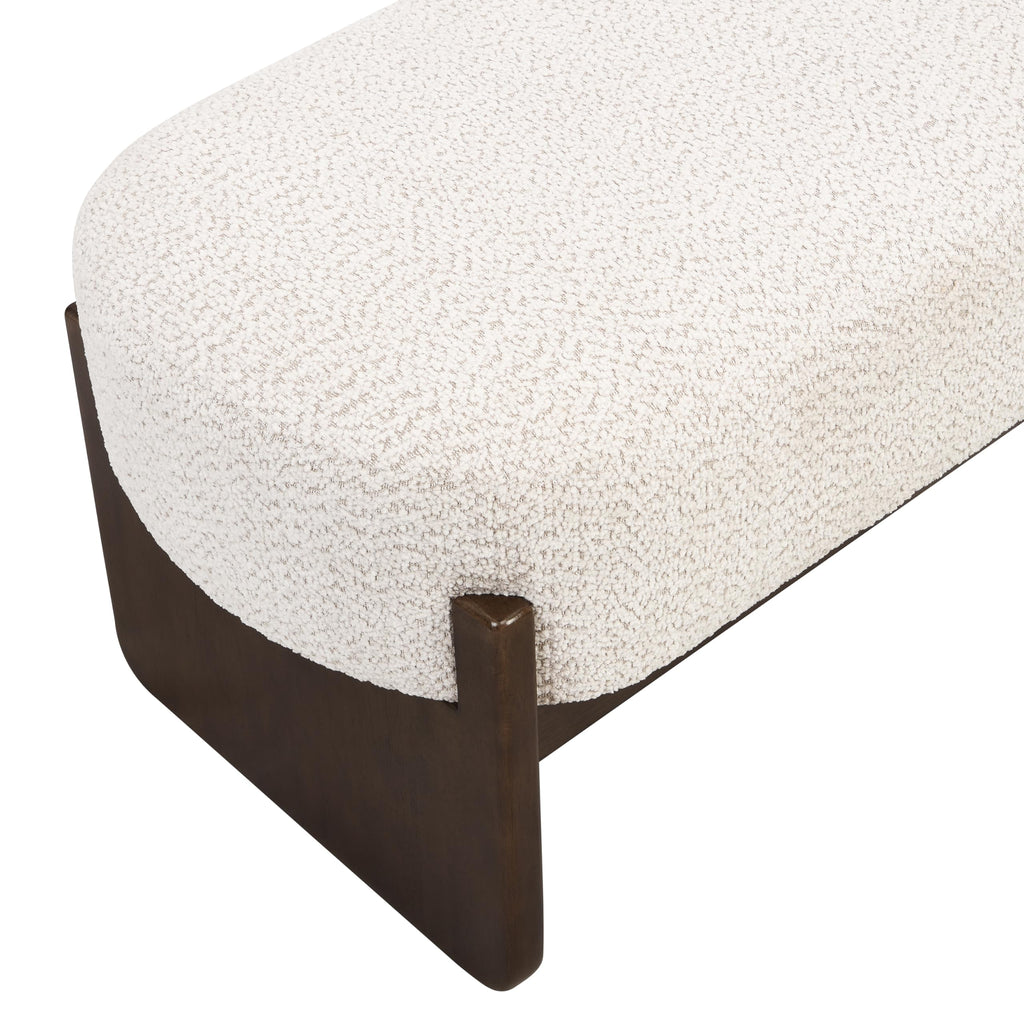 Arden Minimalist Loop Yarn Fabric Dining Bench, Wooden Entryway Ottoman Bench, Modern Living Room Sofa Ottoman