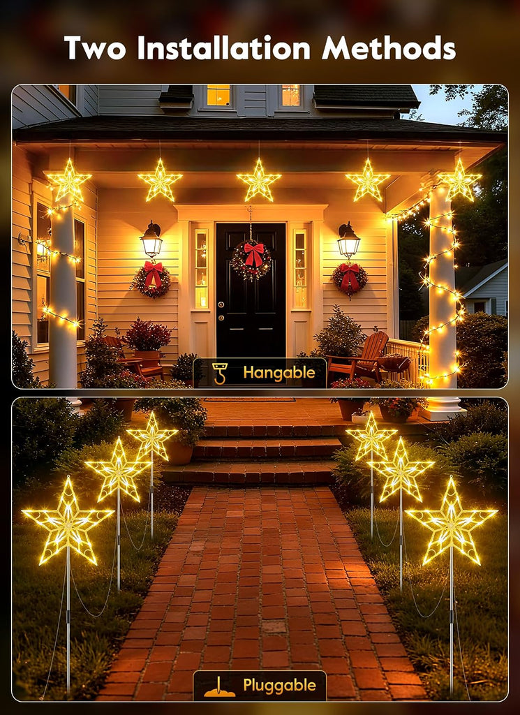 Pathway Lights Outdoor Christmas Decorations, Set of 10 Large Waterproof Stake Decorative Light for Outside Sidewalk