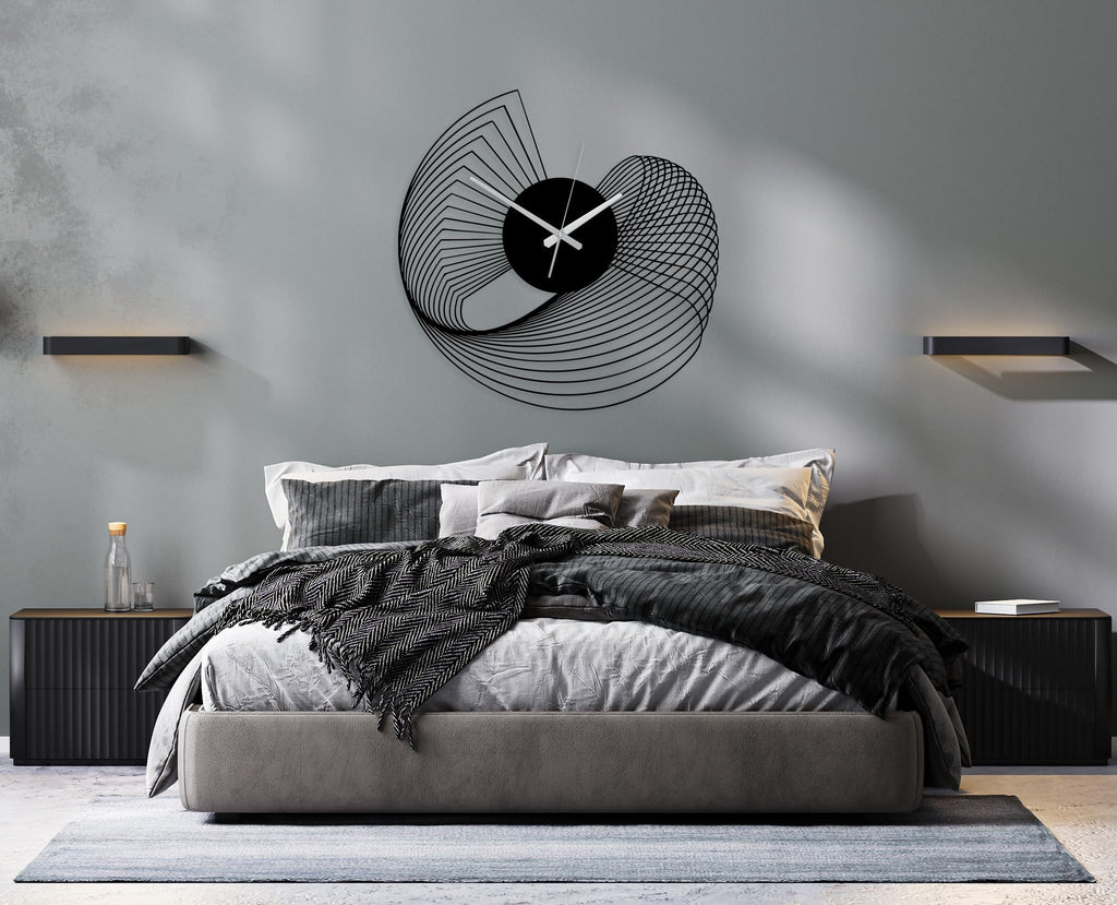 Abstract Large Metal Wall Clock - Modern Kinetic Sculpture Wall Art | Unique Geometric Silent Clock & Contemporary