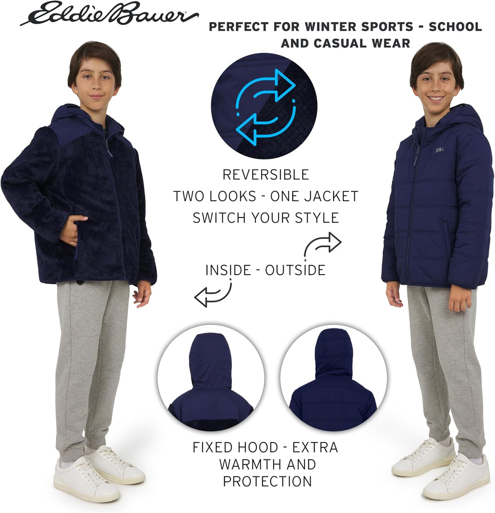 Boys' Deer Harbor Reversible Faux Fur Lined Insulated Puffer Jacket