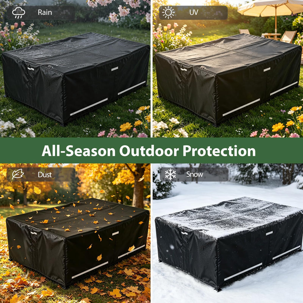 Rectangular Outdoor Furniture Covers Waterproof, 108.5" x 82.5" x 28" Heavy Duty Patio Furniture Covers, 100%