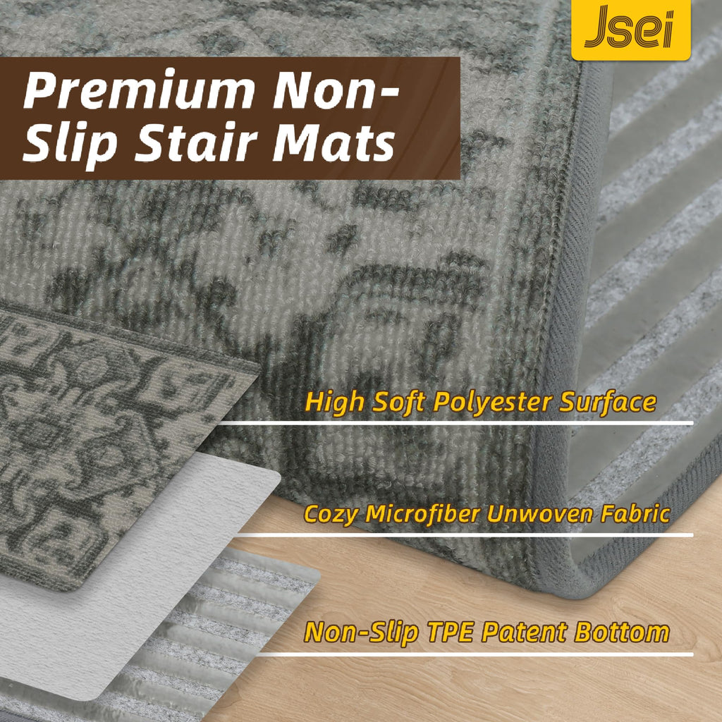 Stair Treads, 15 Pack 8" X 30", Olive/Grey