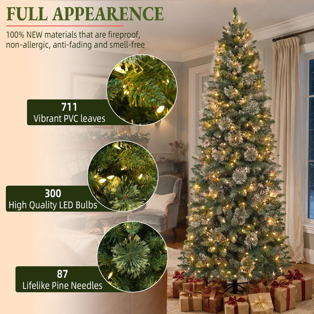 Slim Pencil Prelit Christmas Tree with Pine Needles