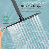 12 Inch Rain Shower Head 304 Stailess Steel Matte Black High Pressure Rainfall Showerhead Water Saving
