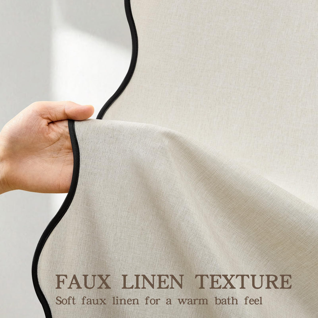 No Hook Scalloped Natural Linen Waterproof 60x75