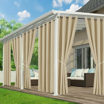 Outdoor Curtains Waterproof, 6 Drape Panels, Sun Shades | Privacy & Weatherproof, Outside Curtains for Porch, Gazebo