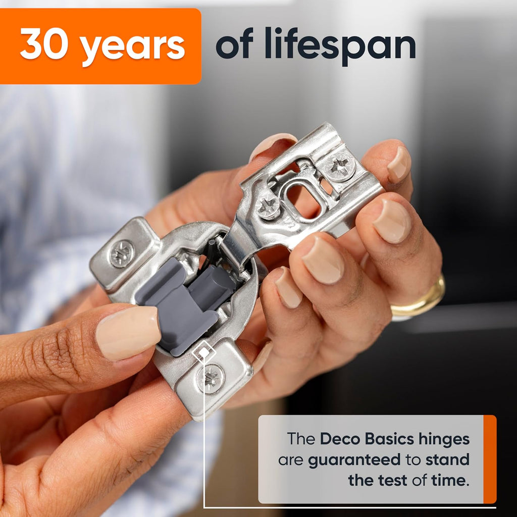 50 Pack(25 Pair) 1/2" Overlay Soft Close Cabinet Hinges & Bath - Concealed Soft Close Hinge Door w Self Closing Damper