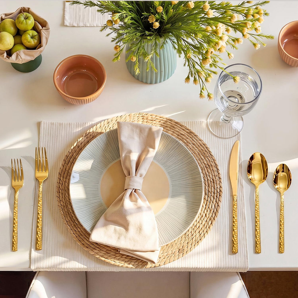 40 Piece Gold Silverware Set, 18/10 Stainless Steel Hammered Flatware for 8
