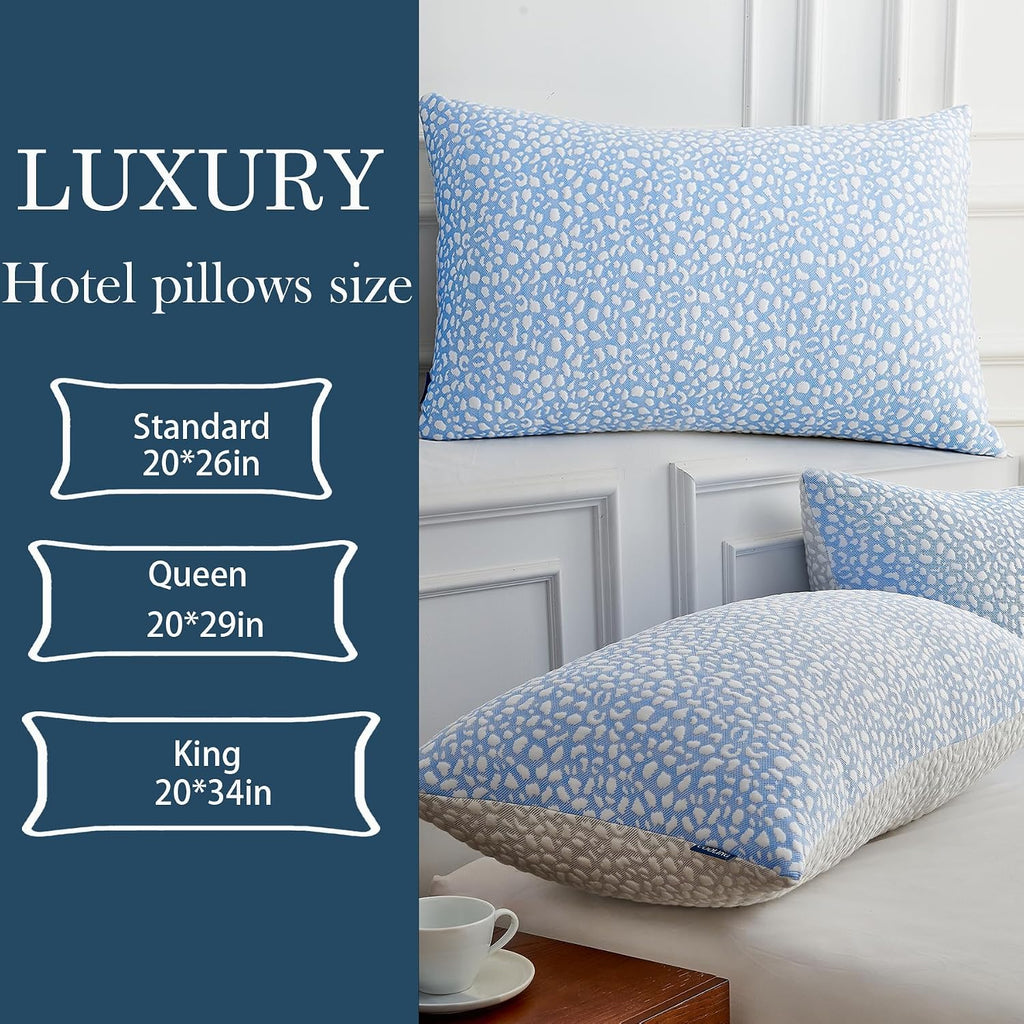 Firm Memory Foam Bed Pillows King Size Set of 2,Adjustable Cooling Side Sleeper Pillow,Hotel Collection Breathable
