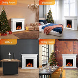 43. 39" Fireplace TV Stand with Mantel - Electric Fireplace Heater, Wooden Entertainment Center, Adjustable LED Flame