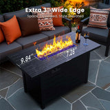 43-Inch Propane Fire Pit Table, 50,000 BTU Outdoor Gas Firepit with Waterproof Cover, Glass Stones, Removable Lid, Cup Holders, 2-in-1 Fire Table for - Image 8
