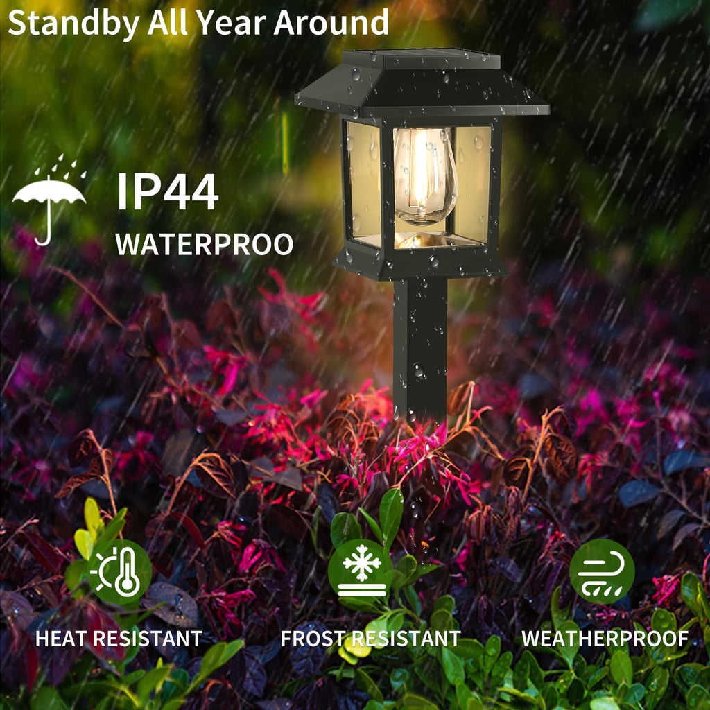 Solar Lights Outdoor, 6 Pack Waterproof Auto On/Off Solar Pathway Lights for Garden, Landscape, Path, Yard, Patio
