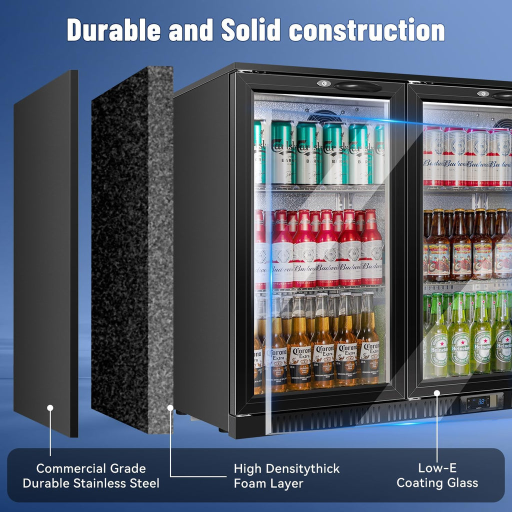 Back Bar Cooler With 3 Glass Doors, 312L Under Counter Back Bar Refrigerator wit