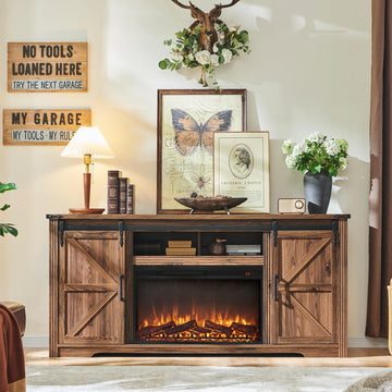 Farmhouse for 80 Inch TV, 32" Tall Entertainment Center w/Drawer & Sliding Barn Door, 70 Inch Highboy Media Console