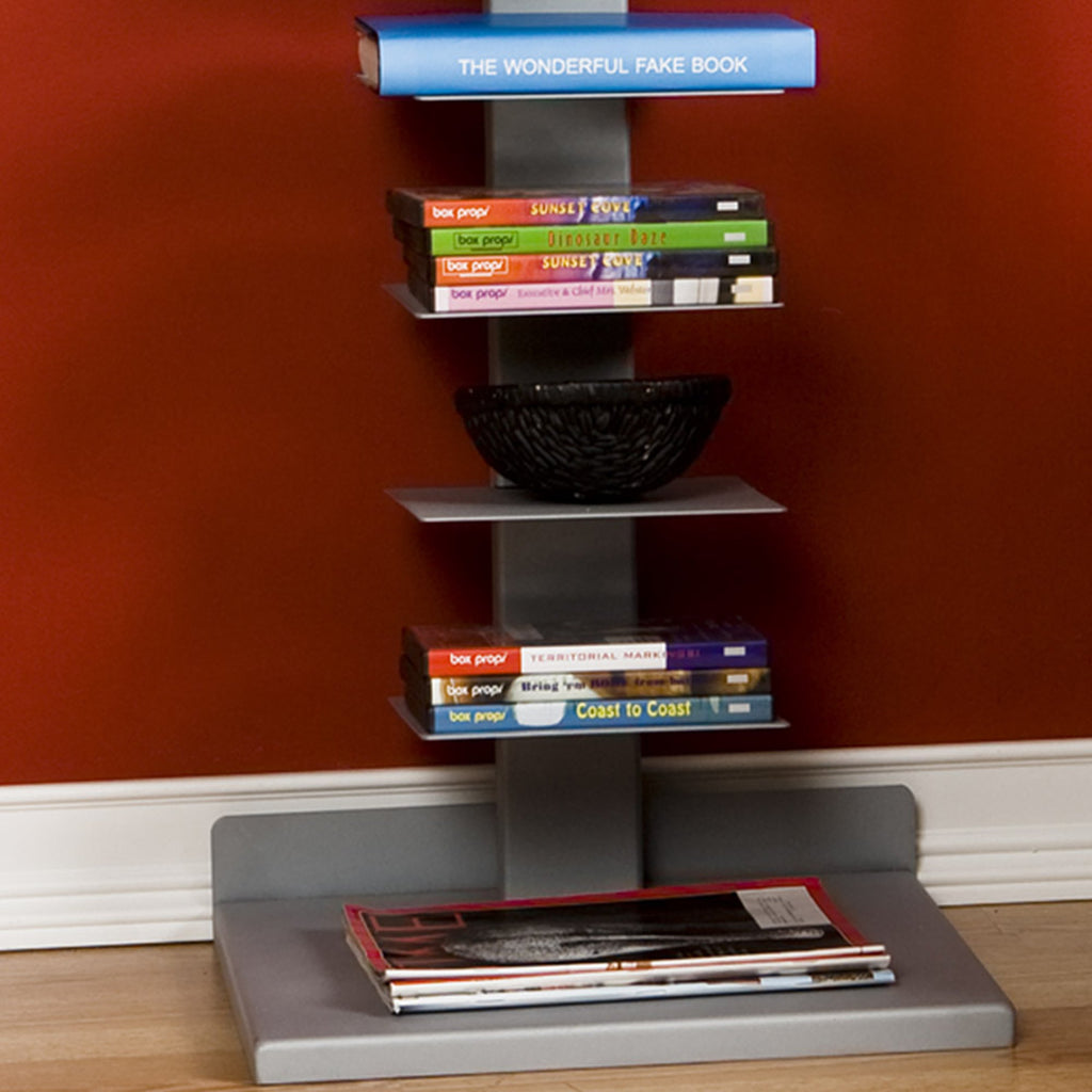 11- shelf Metal Spine Book Tower, Silver