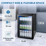 95 Cans Beverage Refrigerator, 26 Bottle Mini Fridge