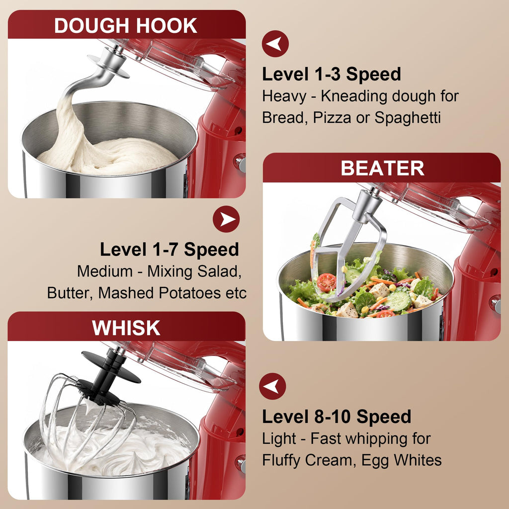 4QT Electric Stand Mixer, 10-Speed Tilt-Head Compact Kitchen Mixer