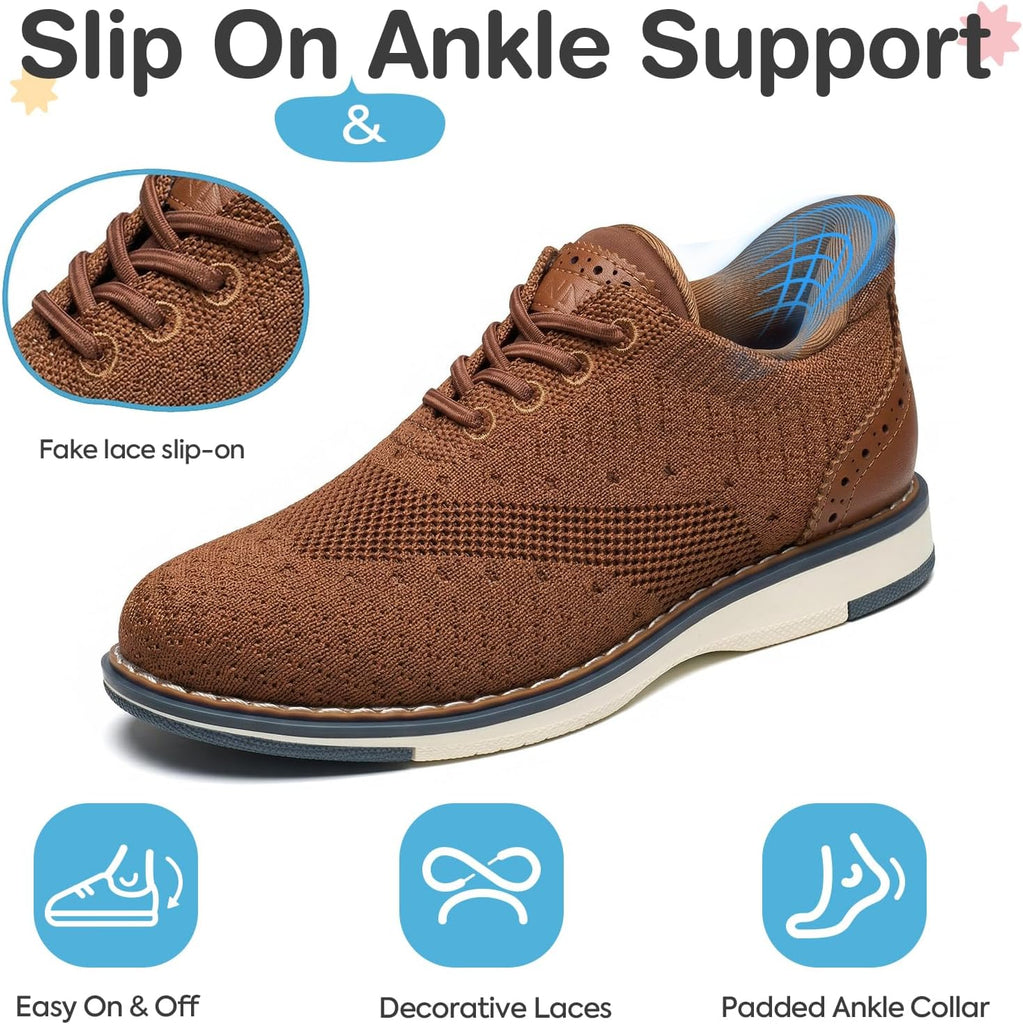 Boys Breathable Mesh Dress Shoes, Kids Slip-On Casual Oxford Sneakers