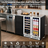 24 Inch Wine and Beverage Refrigerator, Dual Zone Wine and Bar Beverage Cooler