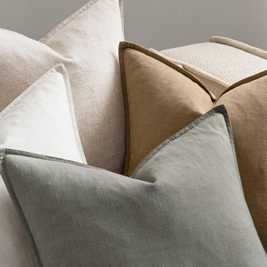 Neutral Boho Linen Decorative Pillow Covers 20x20 Inch Pack of 4