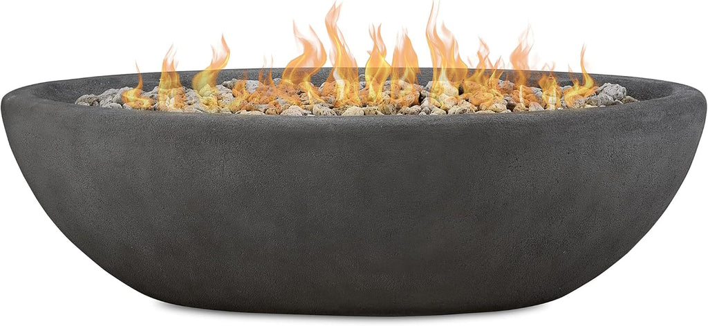 Riverside 58" Oval Propane Fire Pit Bowl, Push-Button Ignition, Includes 28" Stainless Steel Burner