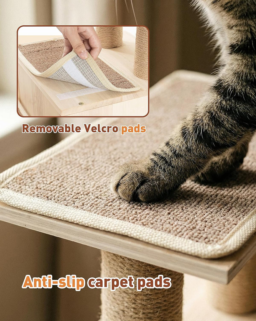 3-in-1 Pet Stairs for Cats, 7.87" Depth Pet Steps for Cat, Wood Cat Stairs for High Bed and Sofa, 1 Condo Cave