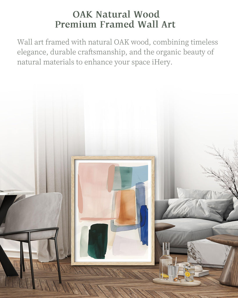 12x16in Geometric Color Block Framed Abstract Wall Art