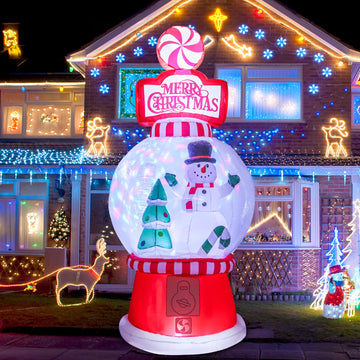 Christmas Inflatable Outdoor Snow Globe Decor with Rotatable Light