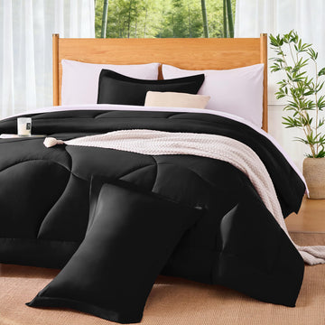 All-Season Natural Cooling Comforter for Hot Sleepers Queen, Black