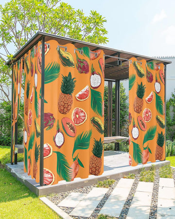 Outdoor Curtains Waterproof, Tropical Privacy Screen Outdoor Front Porch Decor, Grommet Outside Curtains for Porch