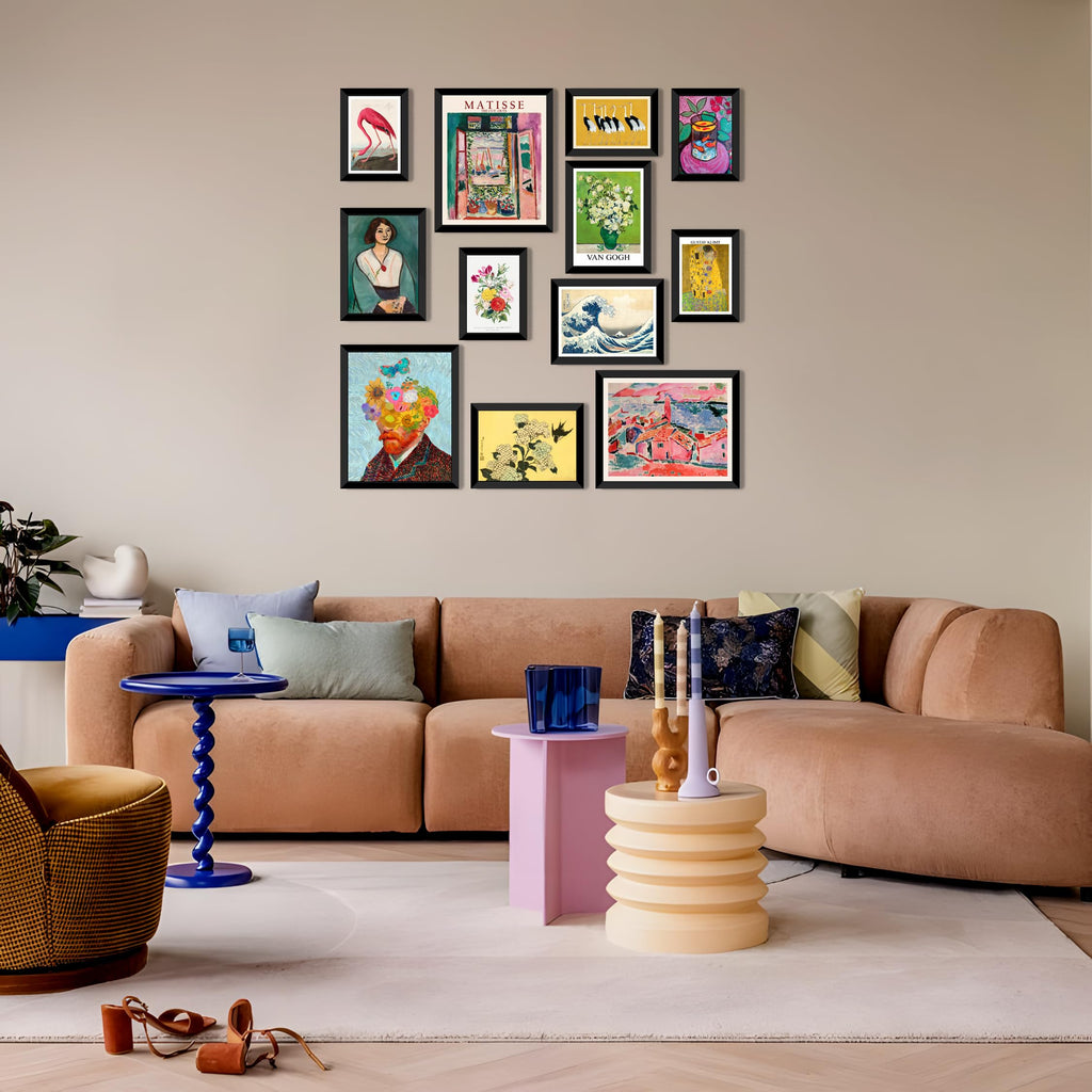 12 Pcs Eclectic Wall Art Decor FRAMED, Eclectic Home Decor, Retro Maximalist Decor Aesthetic, Vintage Wall Art