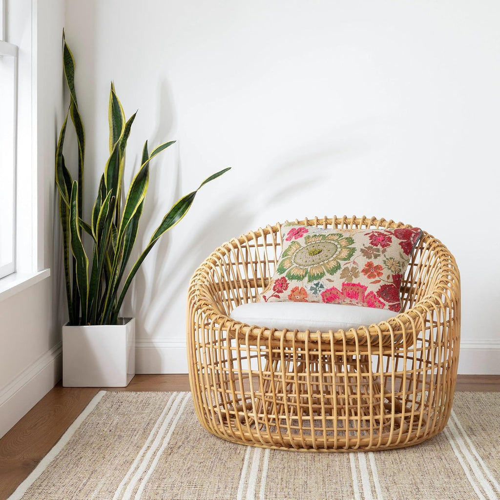 Malta Natural Striped Handwoven Wool Runner Rug, 2'6"x8'