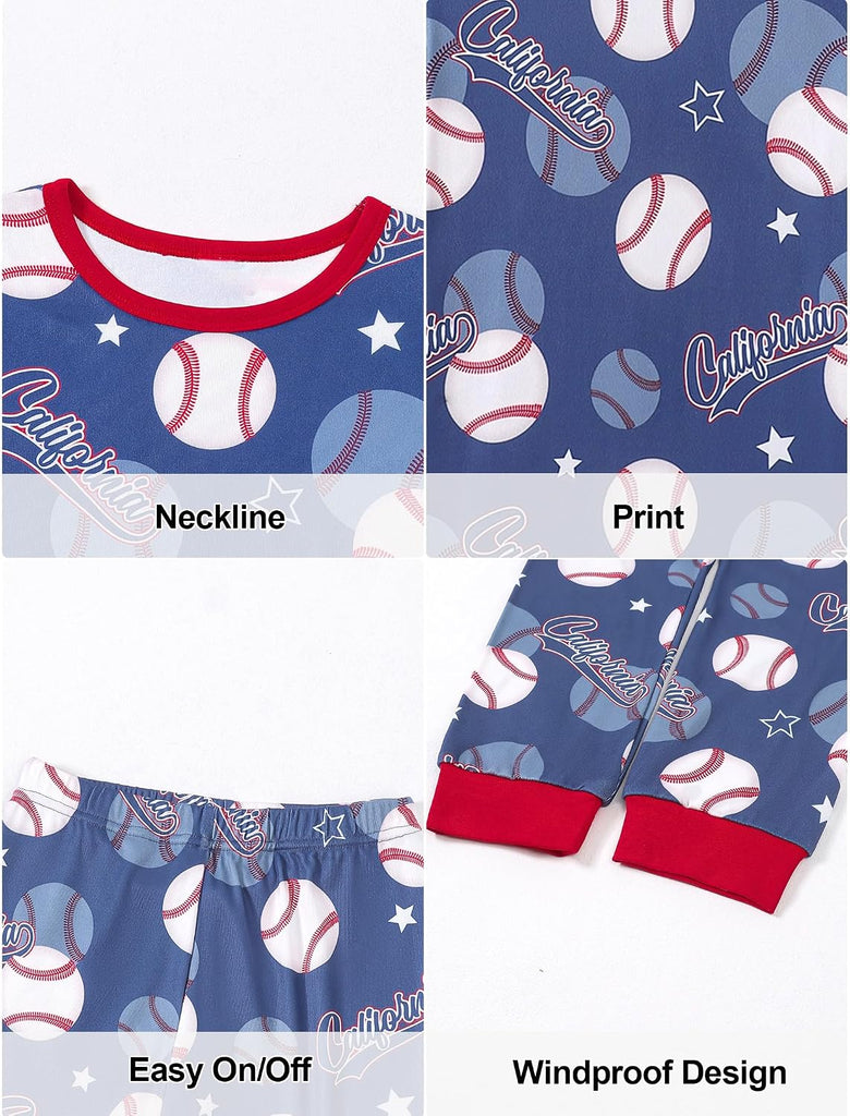 Boys Cotton Pajamas 4Piece Snug Fit Stretch Long Sleeve PJs