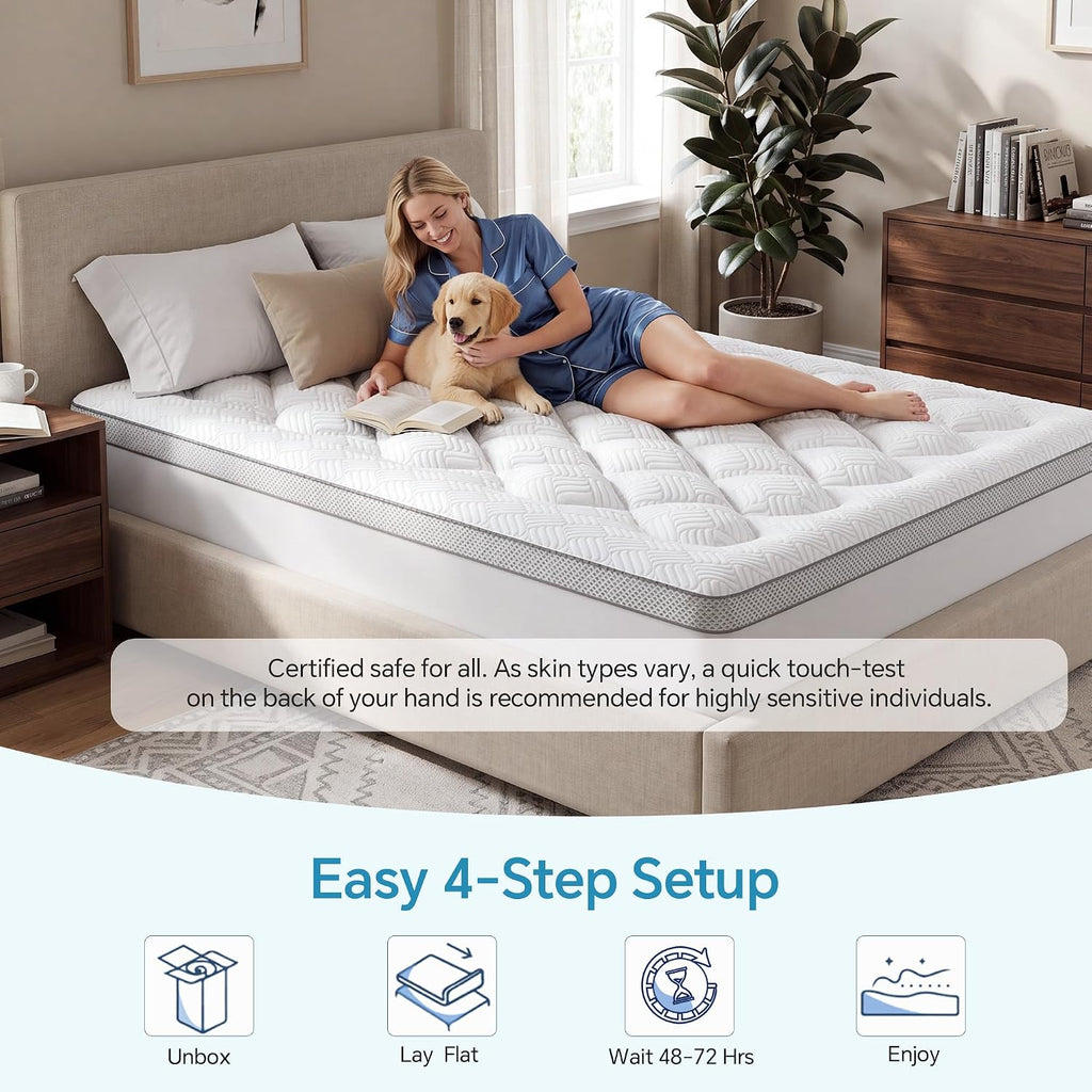 Full Mattress Topper, Viscose Derived from Bamboo, Pillow Top | Breathable Mesh Sides, Shredded Memory Foam Blend