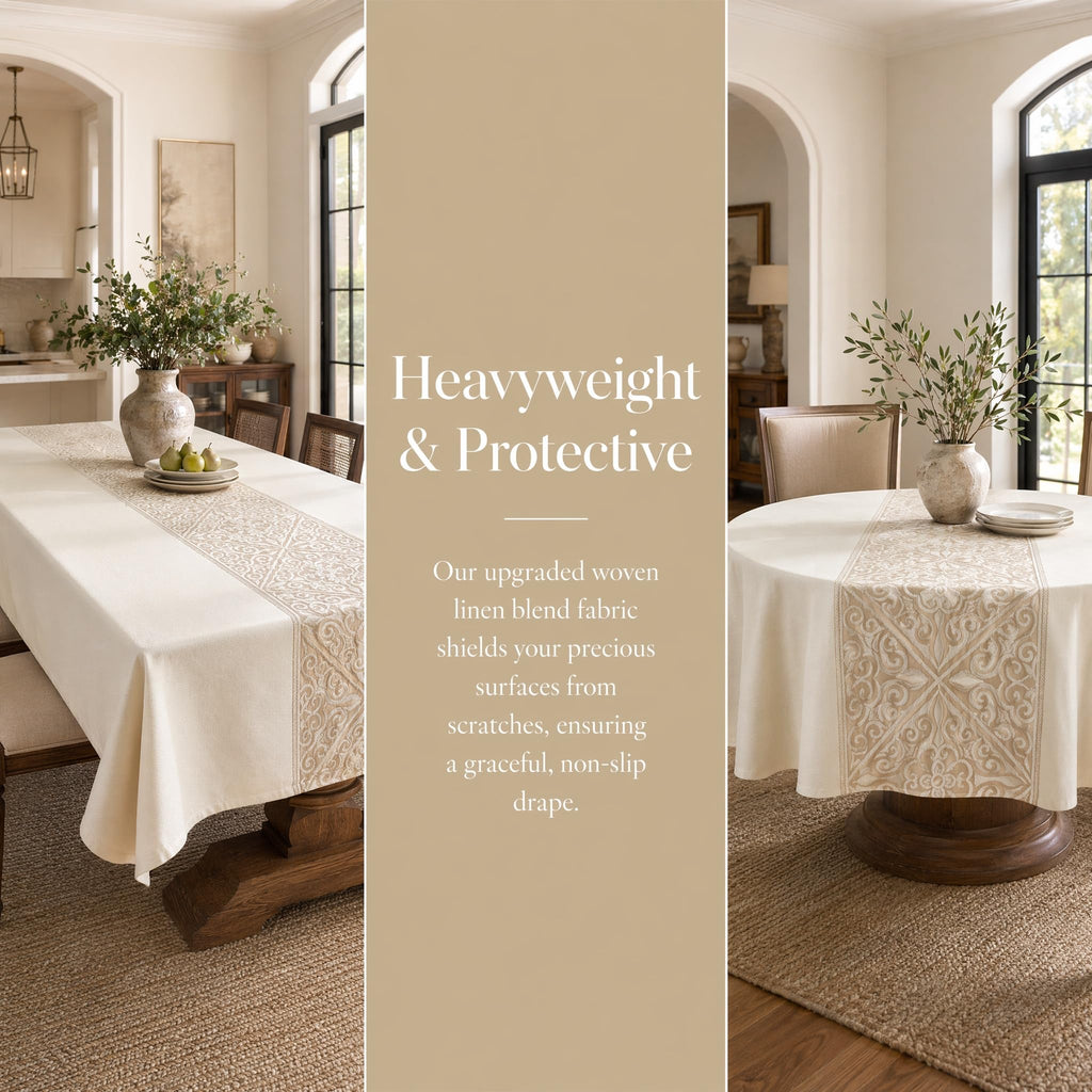 Rectangle Linen Tablecloth Luxury Totem Spillproof Cloth 55x134 Inch