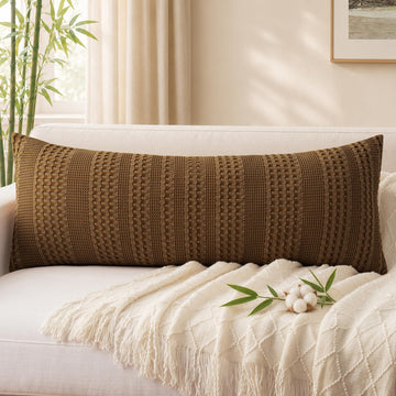 36x14 Inch Bamboo Body Pillowcase - Ultra Soft & Breathable, Waffle Weave Lumbar Body Pillow Cover for Couch Sofa